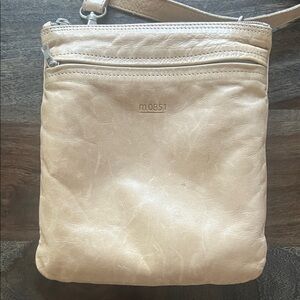 M0851 Beige Leather Waist Bag Shoulder Bag made in Canada
